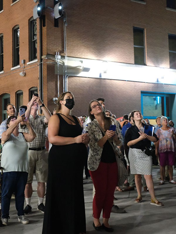 Crowd watching projection demo