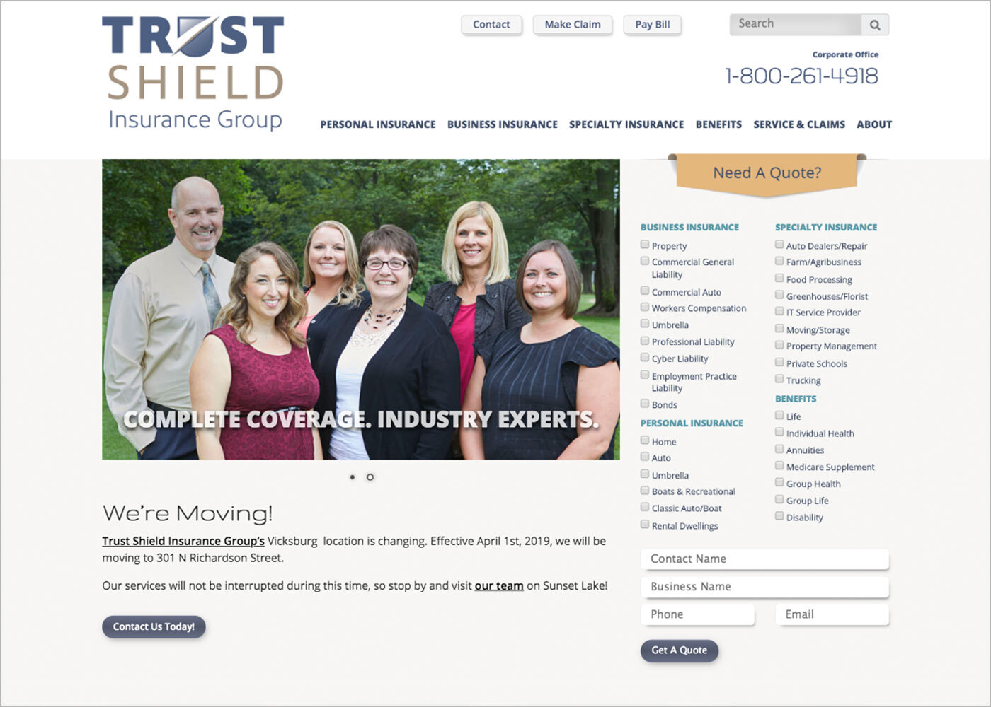 Trust Shield Insurance Group website